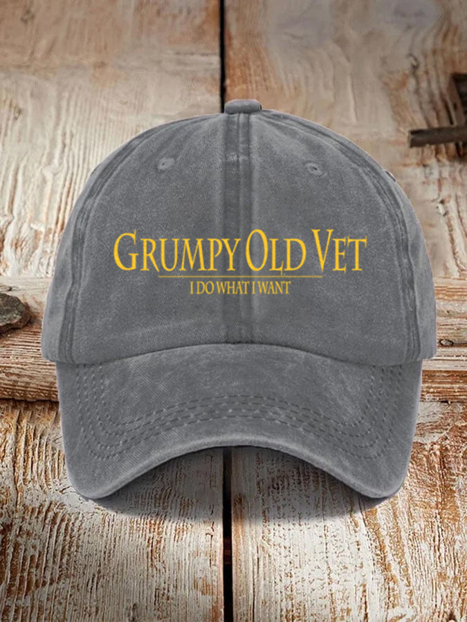 Men's Vintage Grumpy OLD Vet Print Hat