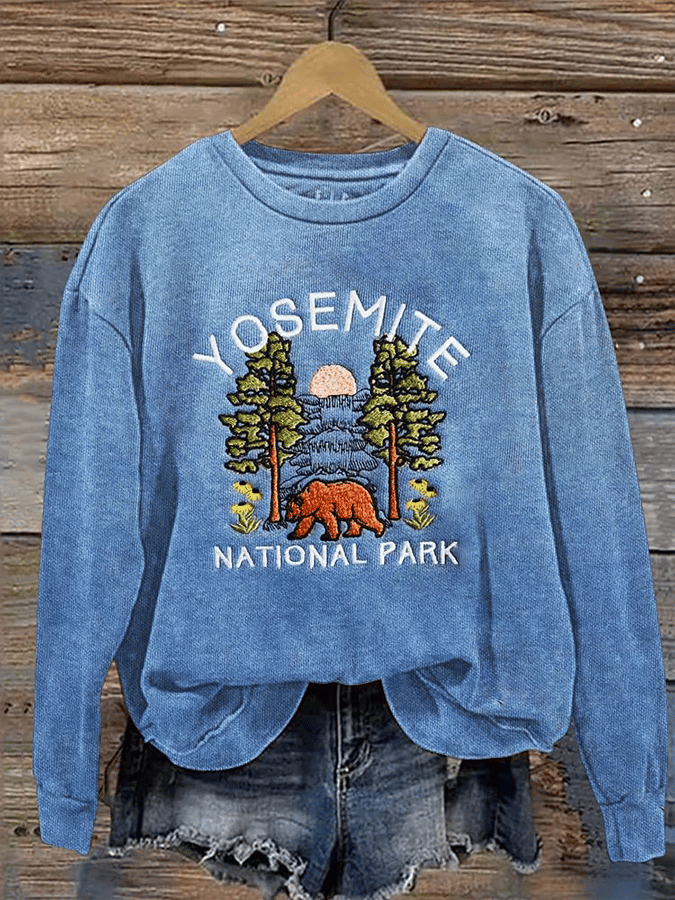 Women's National Park Protection Print Crew Neck Sweatshirt