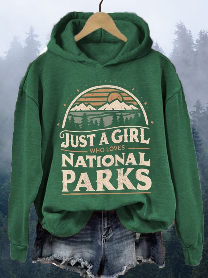 Women's Just A Girl Who Loves National Parks Printed Hoodie