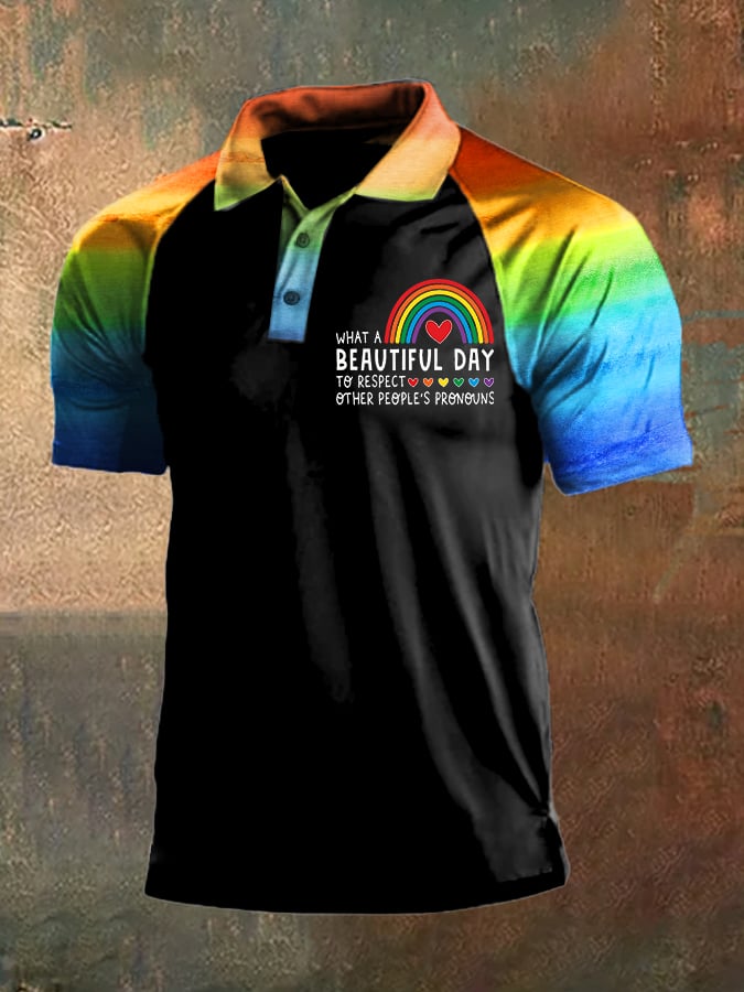 Men's Casual Business Gay Pride Short-Sleeved Polo