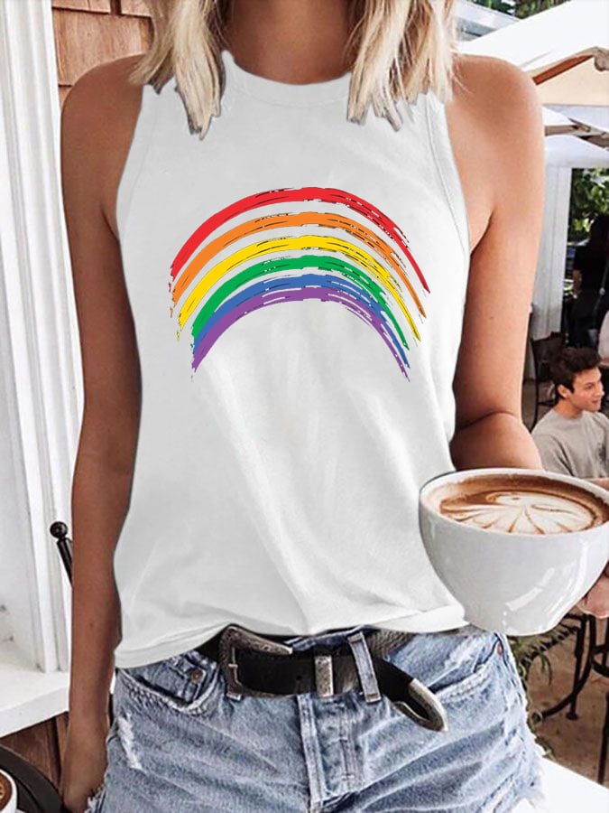 Women's LGBTQ+ Pride Print Crew Neck Tank Top