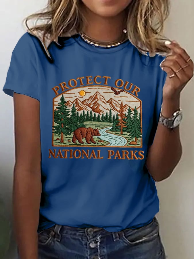 Women's Fashion Casual National Park Protection T-Shirt