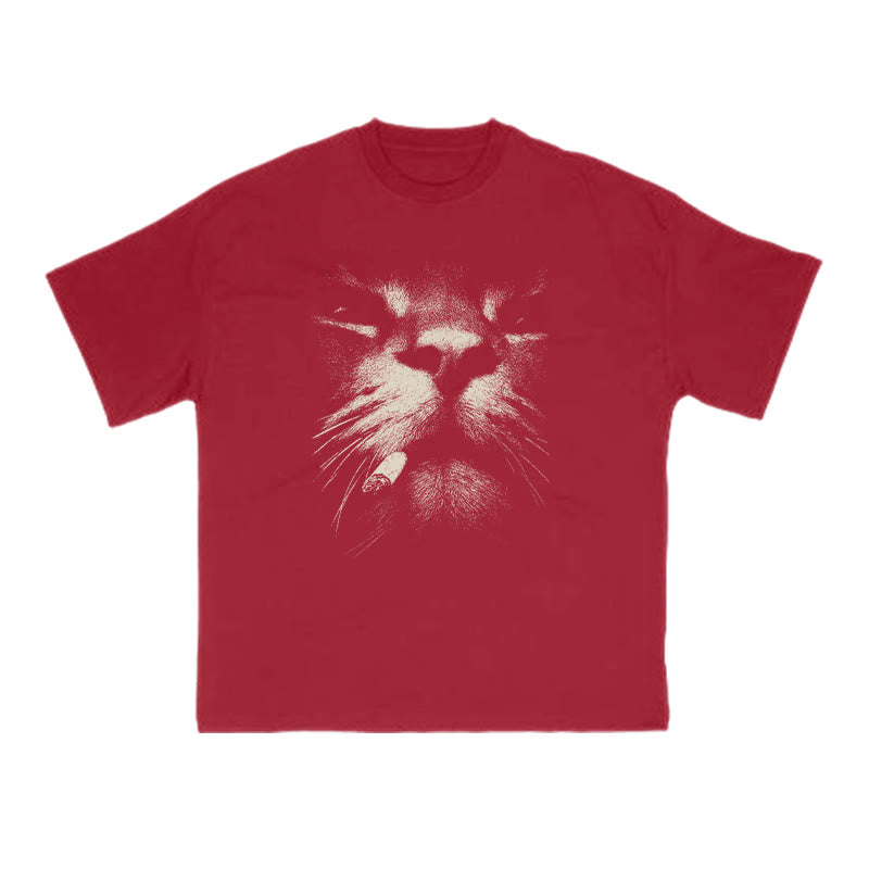 A Badass Smoking Cat Print T-shirt