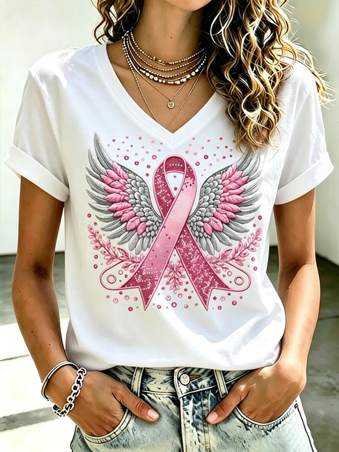Women's Retro Breast Cancer Awareness Print Top