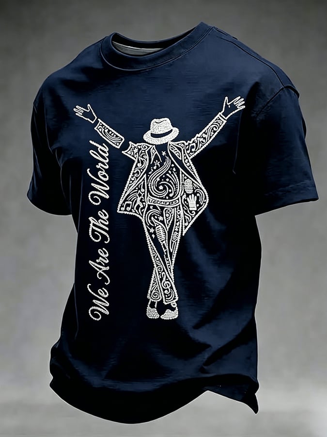 Men's Pop Music Inspired Printed Casual T-shirt
