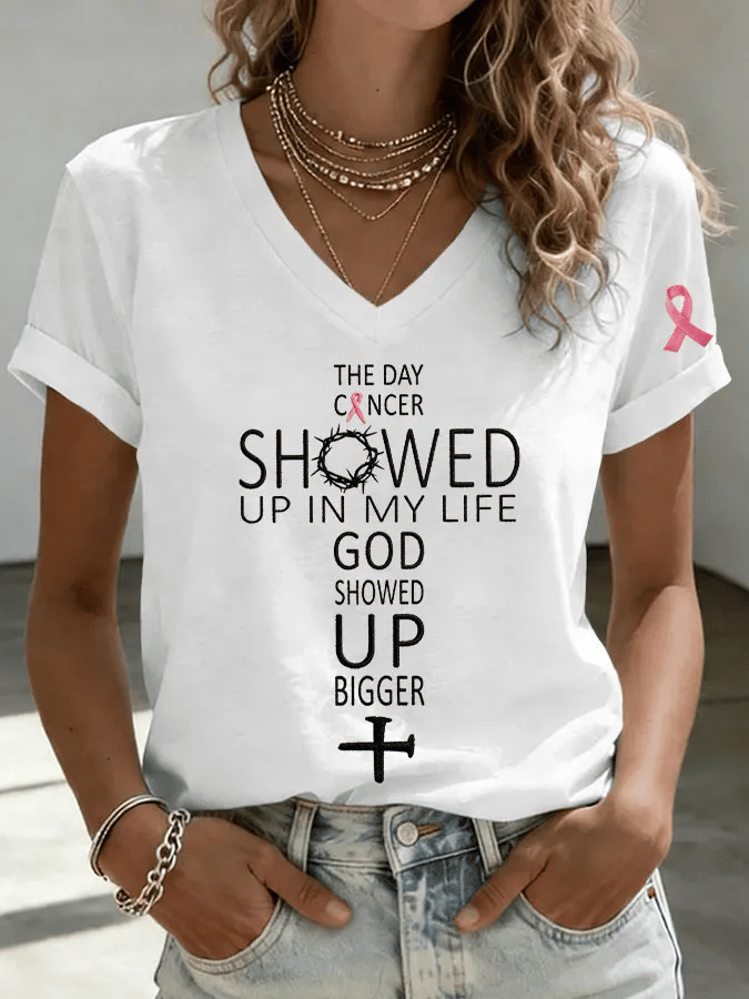Women's Breast Cancer Awareness Printed Casual T-Shirt