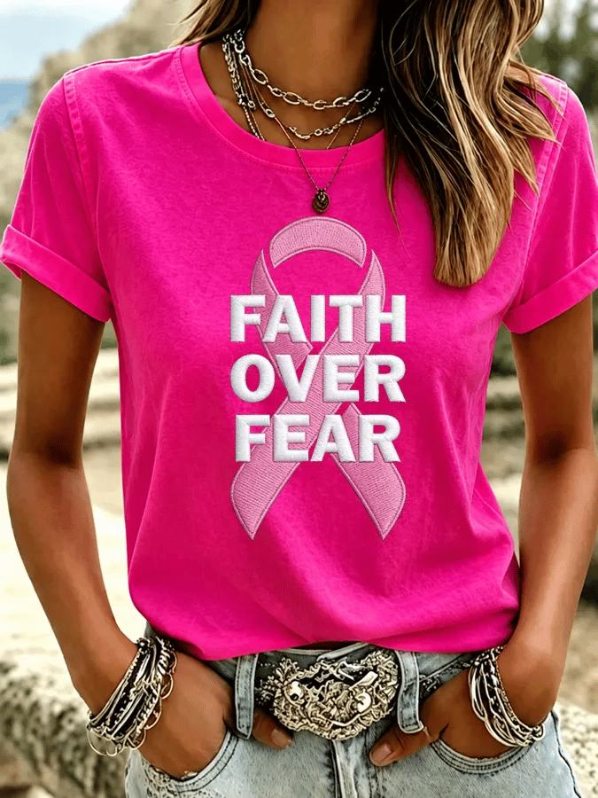 Women's Breast Cancer Awareness Print T-shirt