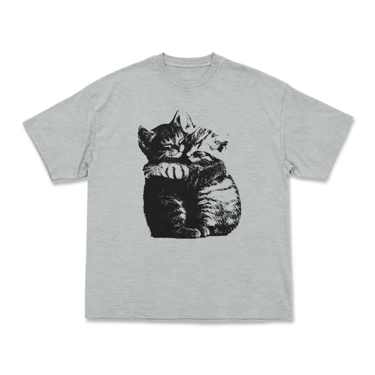 Modern Cat Artwork Casual T-Shirt