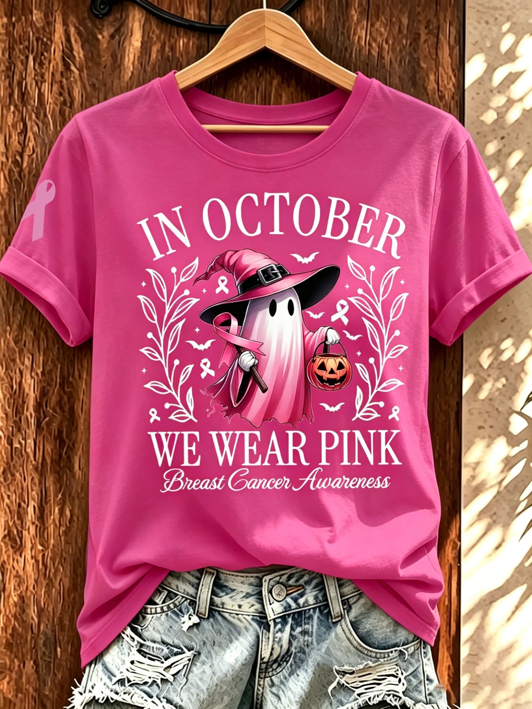 Women's Breast Cancer Awareness in October We Wear Pink Casual T-Shirt