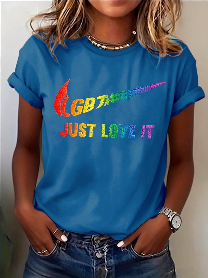 Retro Pride Parade Be True Just Love It Print T-Shirt