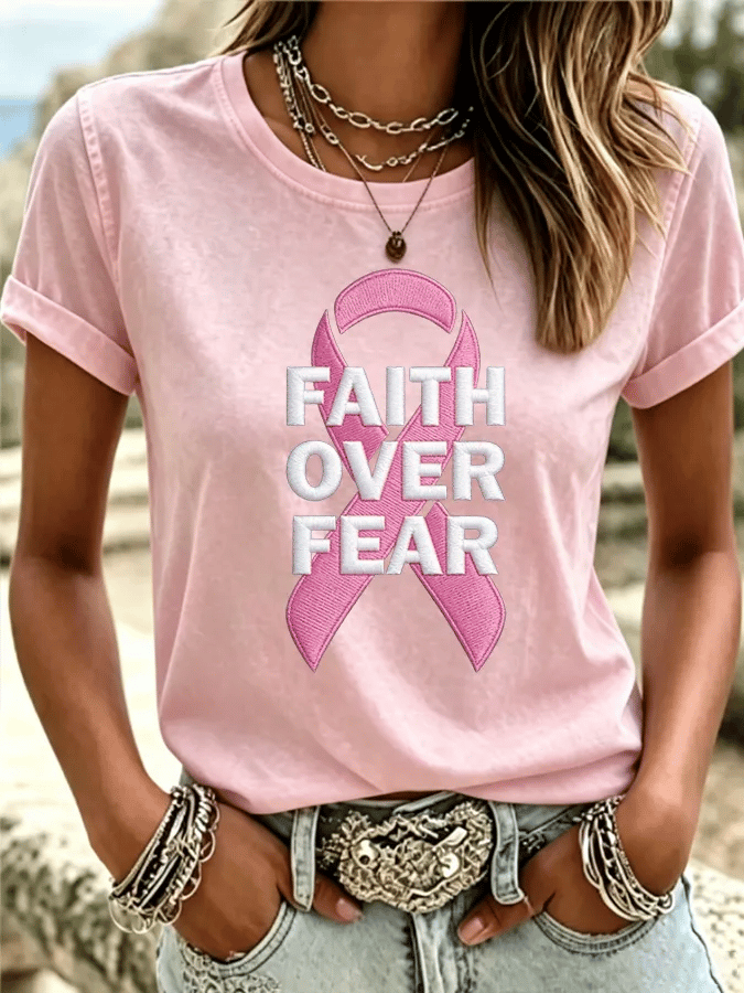 Women's Breast Cancer Awareness Print T-shirt