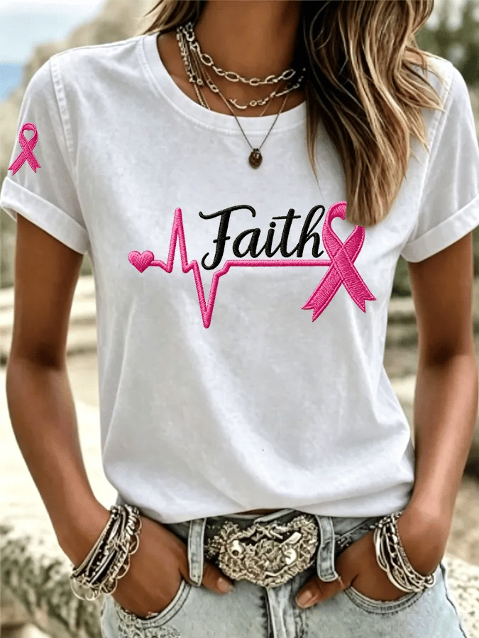 Women's Breast Cancer Awareness Print T-shirt
