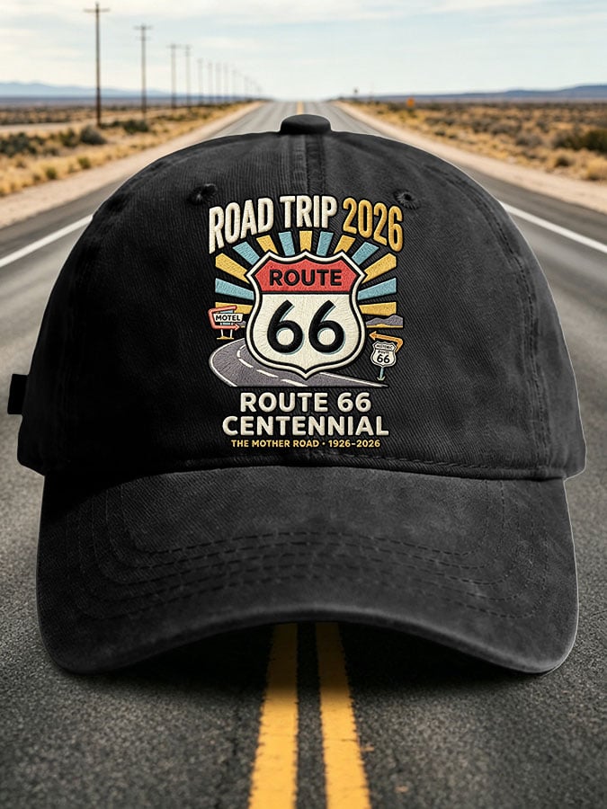 Unisex Vintage Road Trip Route 66 Centennial Printed Hat