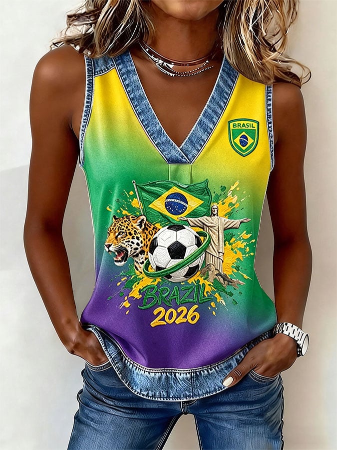 Brazil 2026 Football-Print Casual Vest