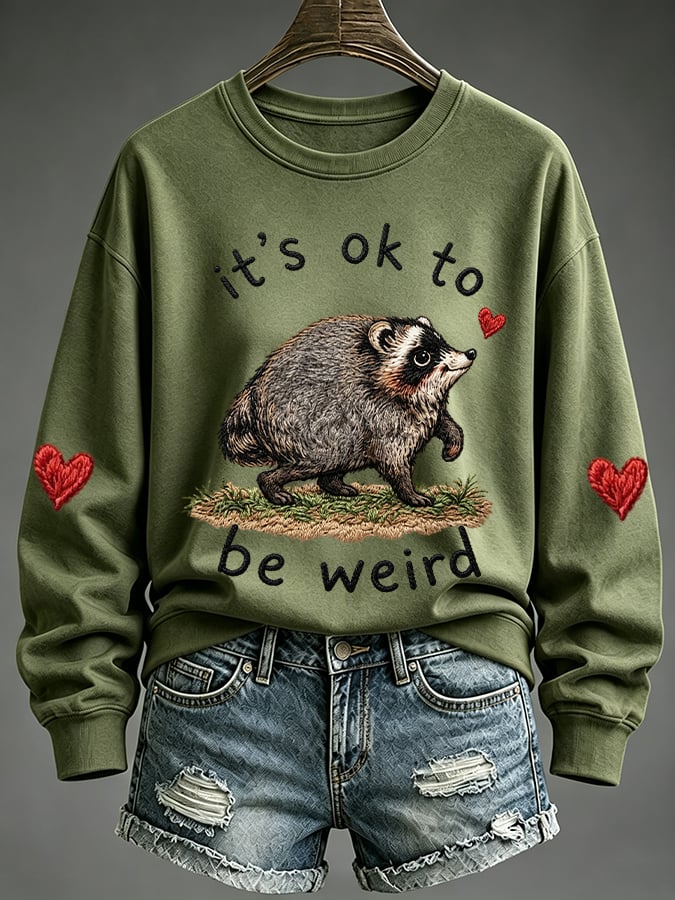 Women's It's Ok To Be Weird Print Casual Sweatshirt