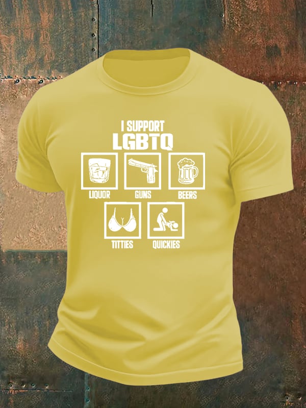 Men's  I SUPPORT LGBTQ Printed T-Shirt