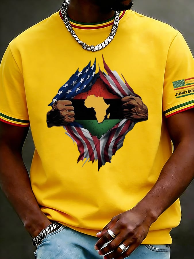 Men's Juneteenth Breaking Every Chain Printed Casual T-shirt