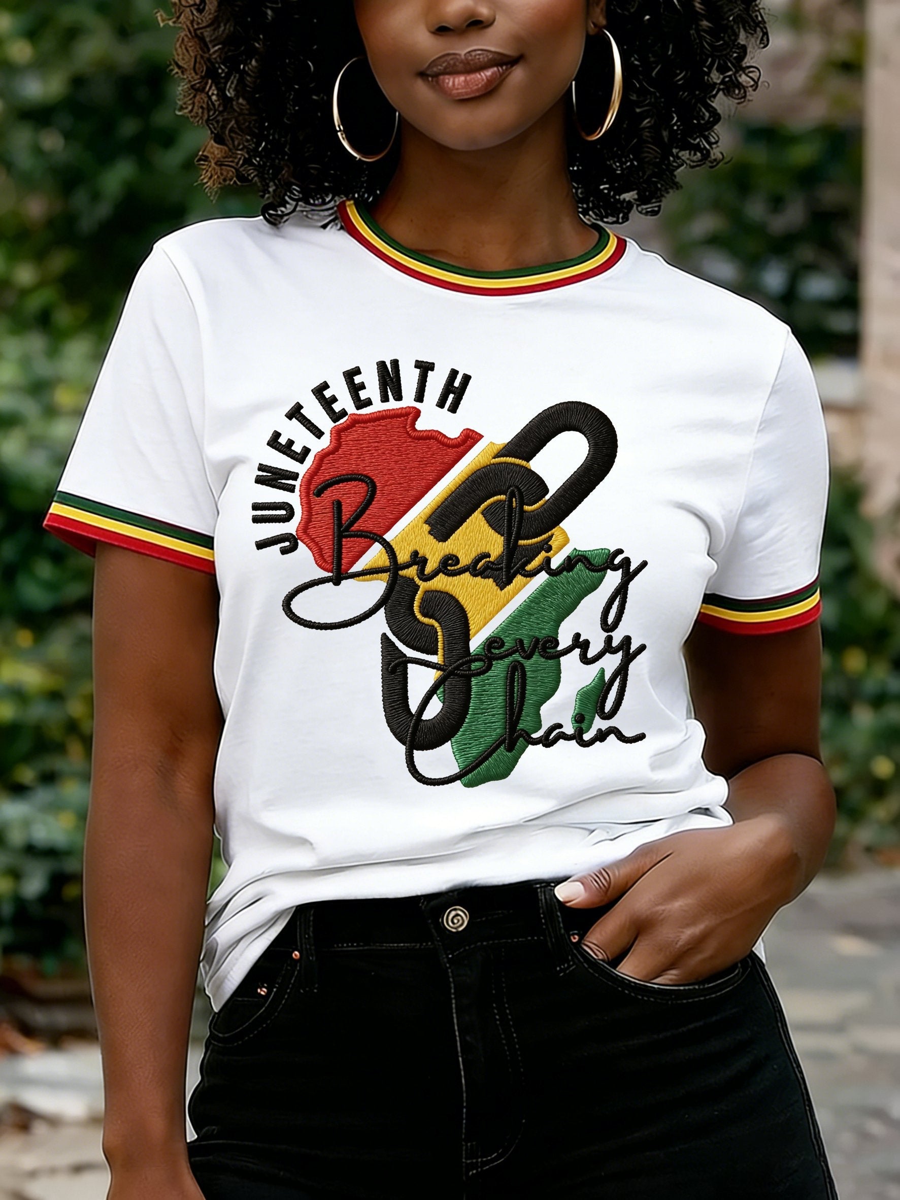 Women's Juneteenth Breaking Every Chain Print Casual T-shirt