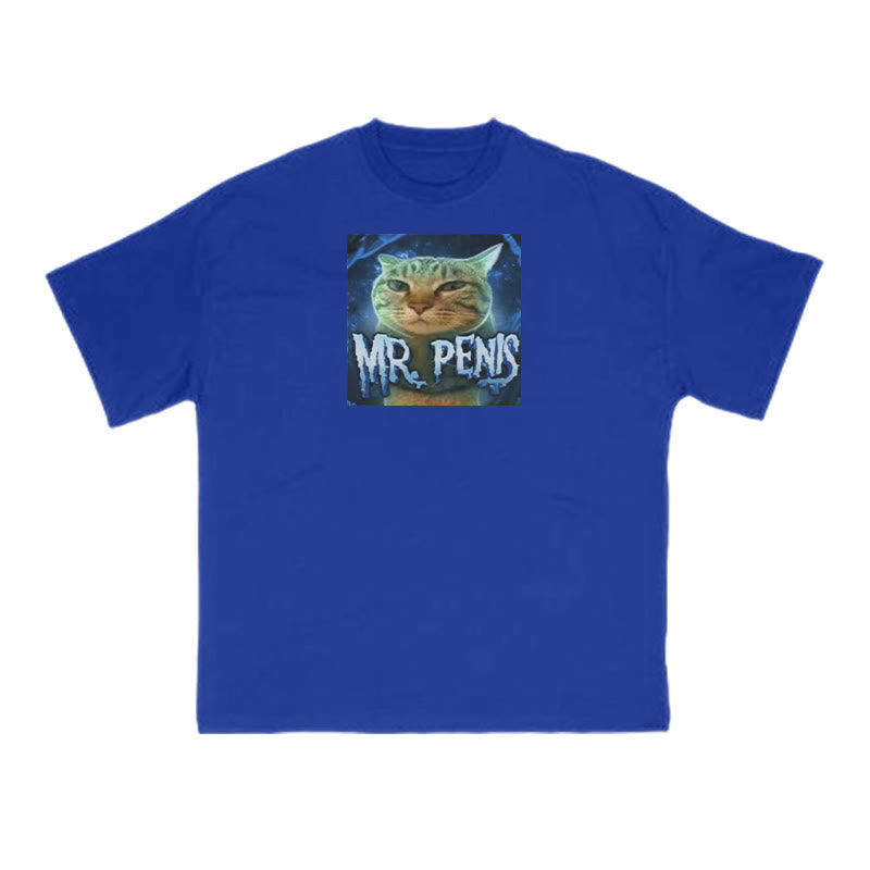 Funny Meme Cat Mr. Penis Print T-shirt