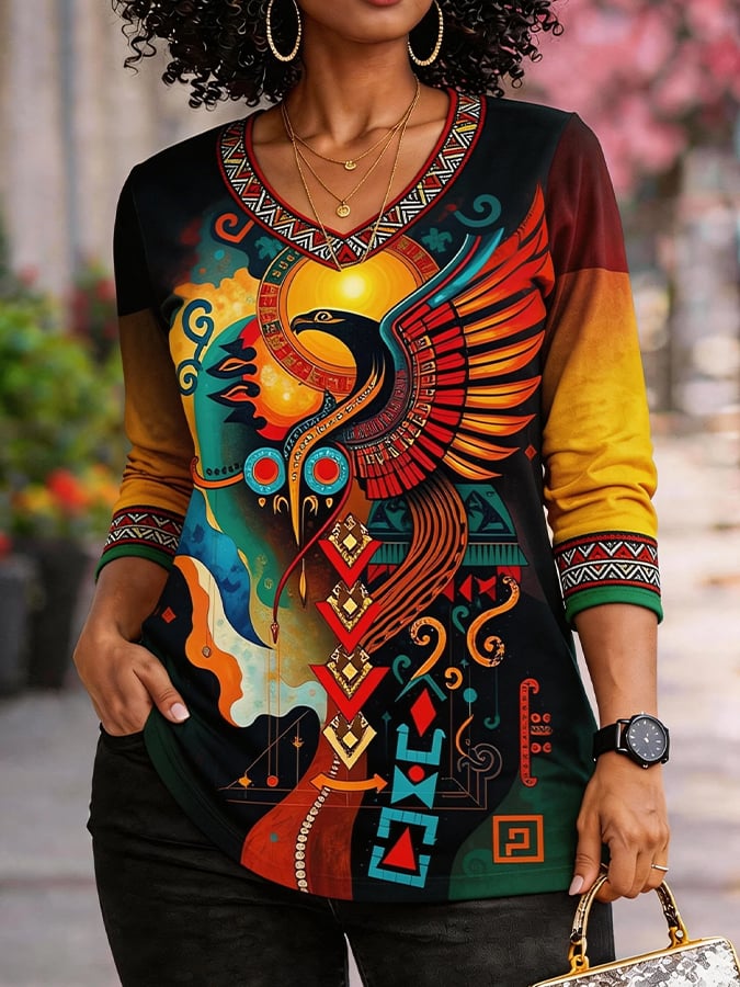 Women's African Pride Print Comfortable Long-Sleeve T-Shirt