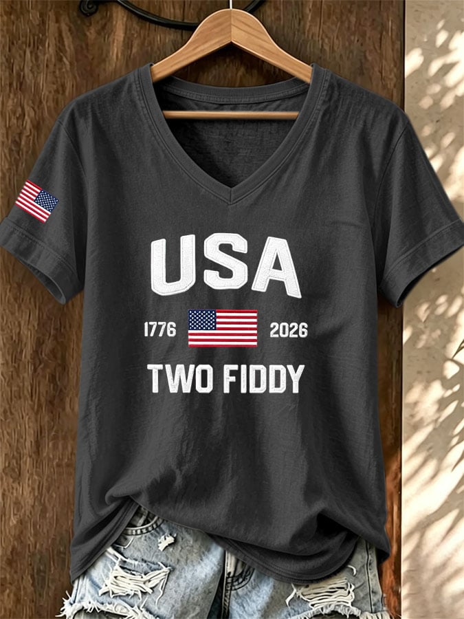Women's Casual Two Fiddy Print Short-Sleeve T-Shirt
