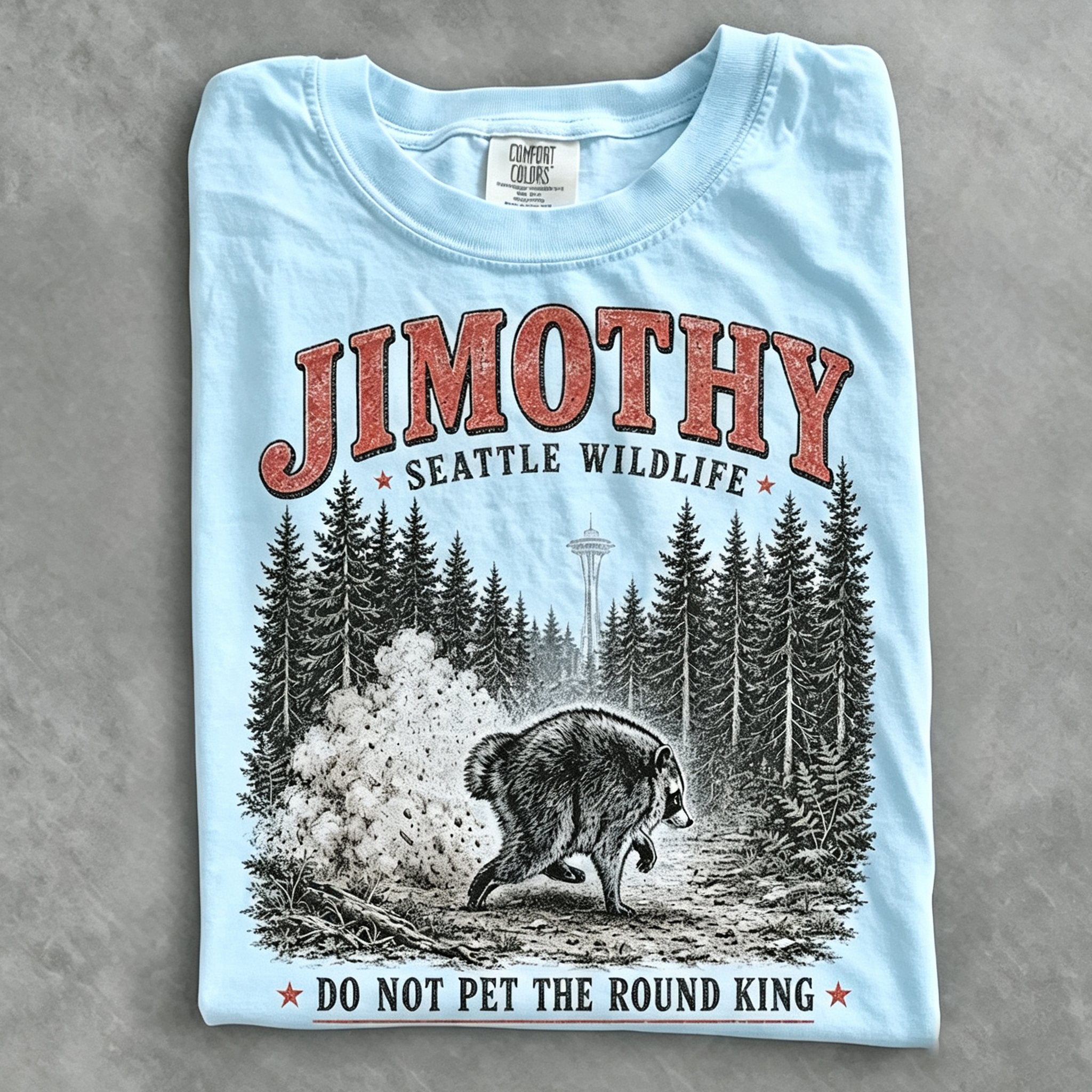 Women's Funny Vintage Jimothy Raccoon Art Printed T-shirt