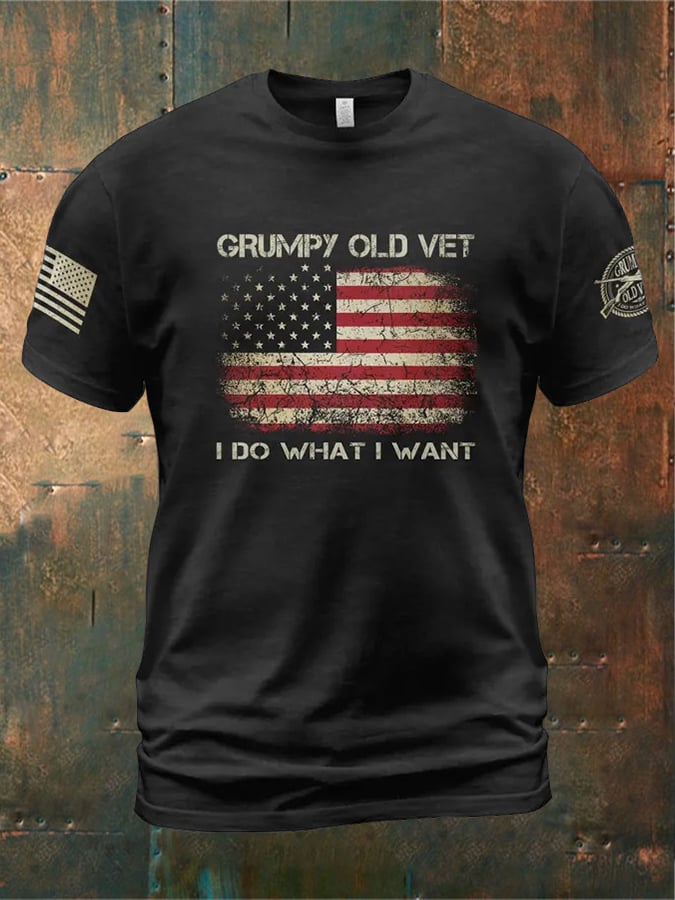 Men's Grumpy Old Vet I Do What I Want Printing T Shirt