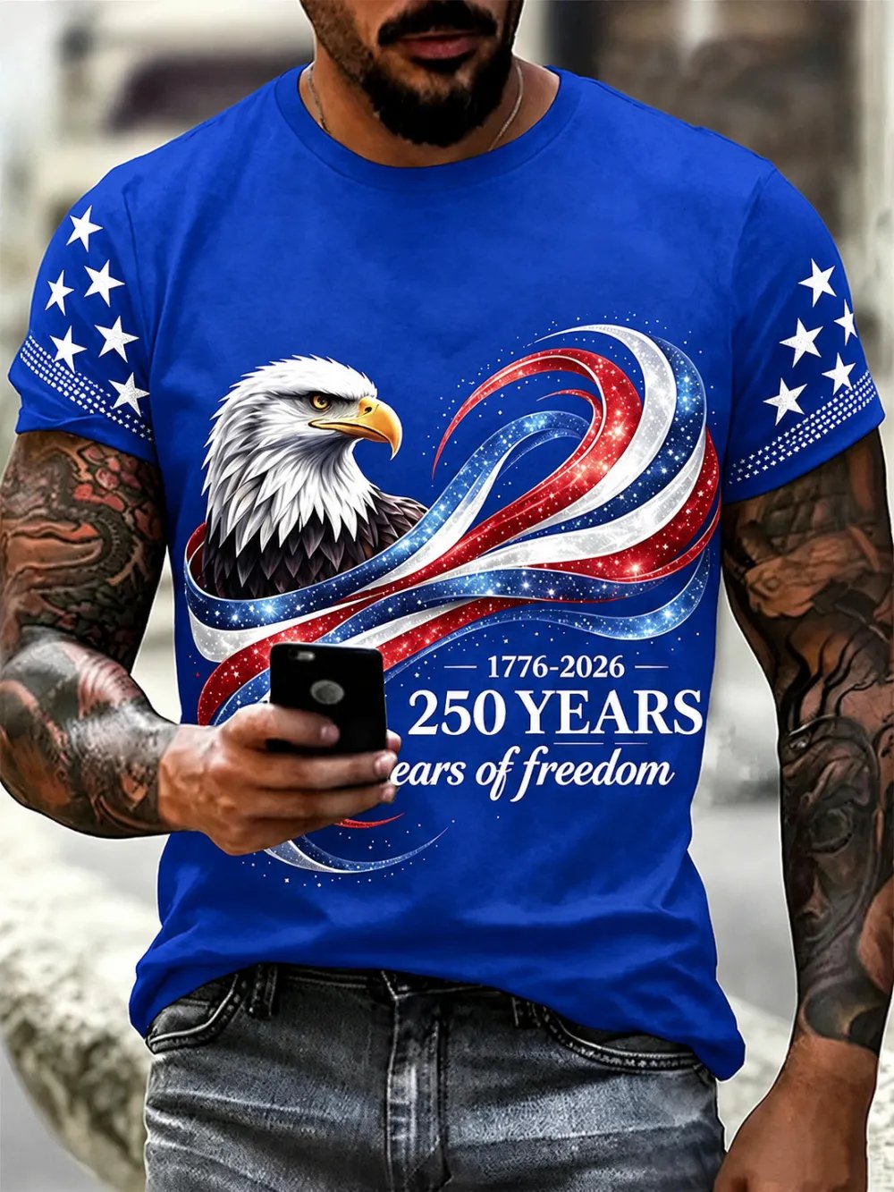 Men's American Anniversary Short-Sleeve Crew Neck T-Shirt
