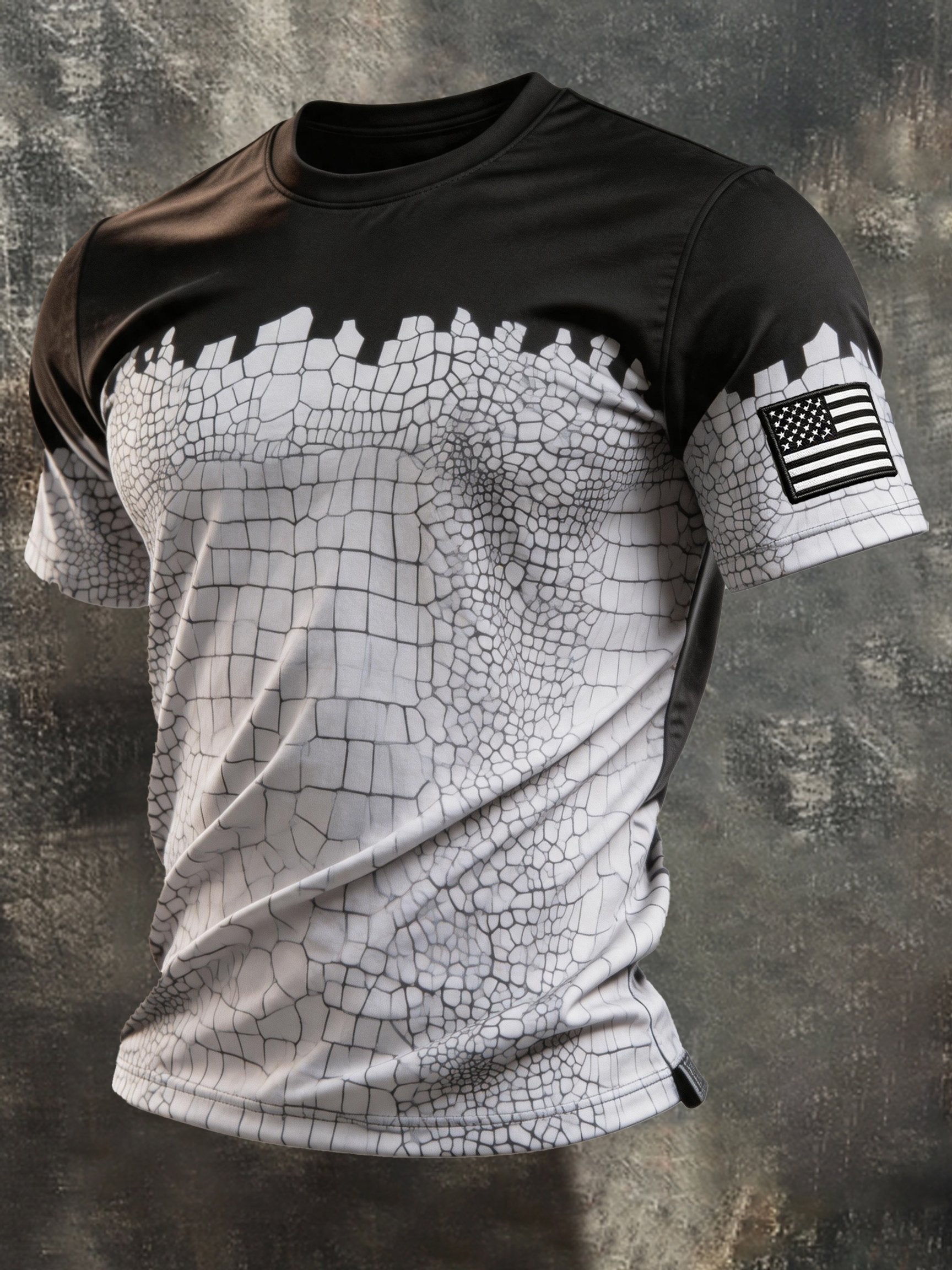 Men's Vintage Patriot Color Block Print Short Sleeve T-Shirt