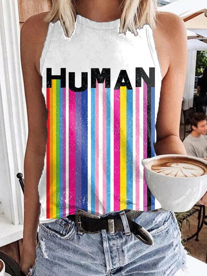 Women's Human Lgbt Pride Flags Print Casual Tank Top