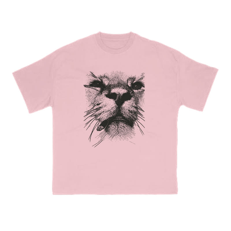 A Badass Smoking Cat Print T-shirt