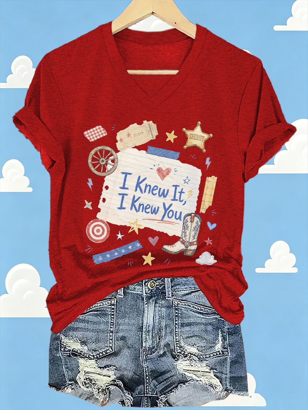 Women's Retro I Knew It Print Casual T-shirt