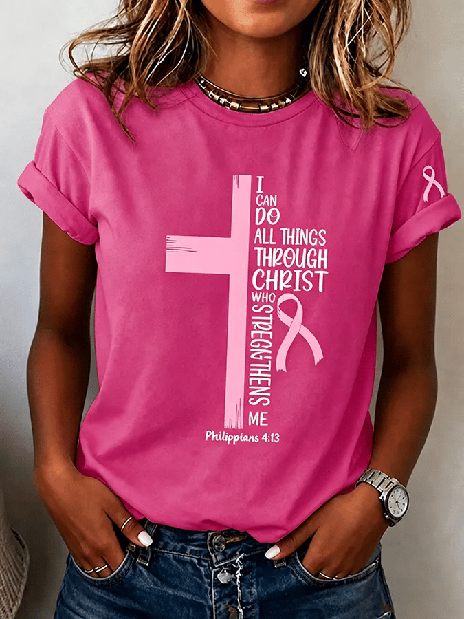 Women's Breast Cancer Awareness Print T-shirt