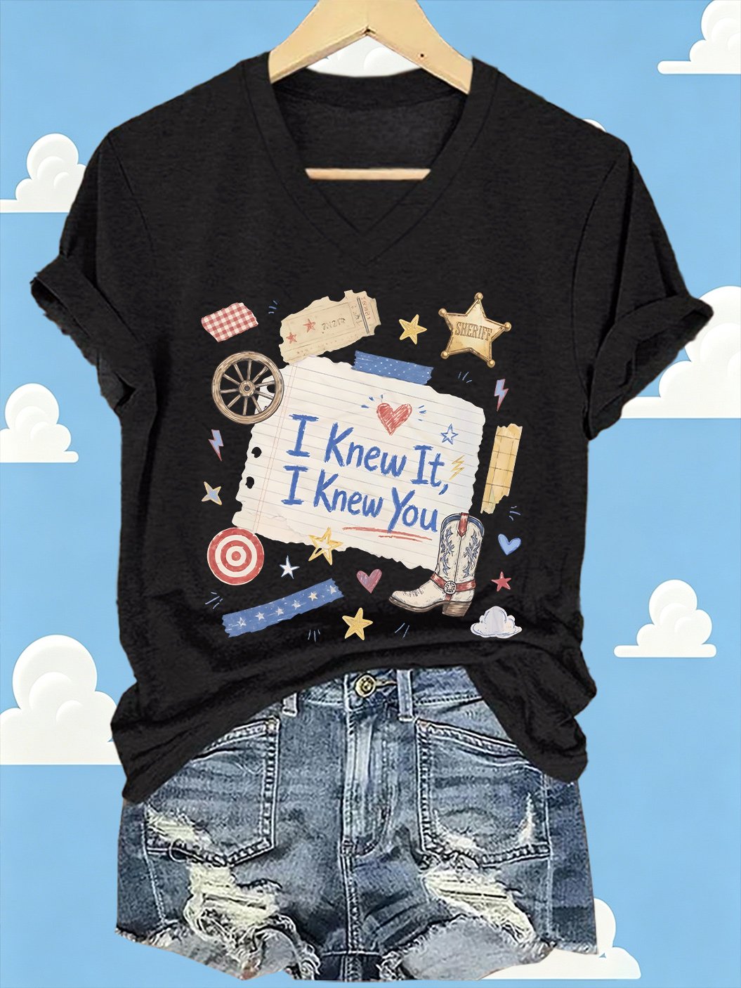 Women's Retro I Knew It Print Casual T-shirt