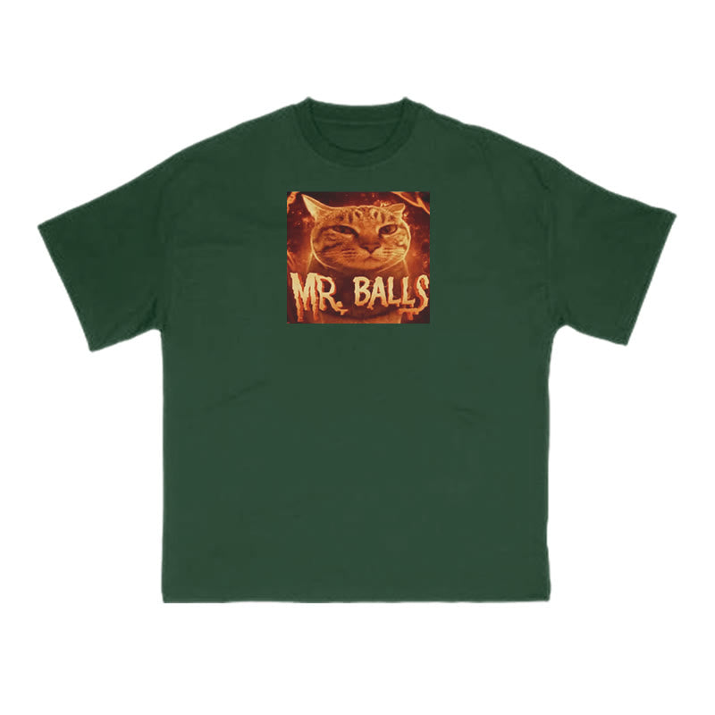Funny Meme Cat Mr. Balls Print T-shirt