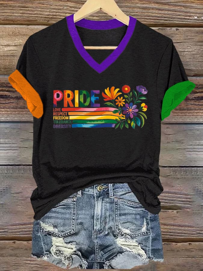 Women's Pride Love Respect Freedom Tolerance Diversity Print T-Shirt