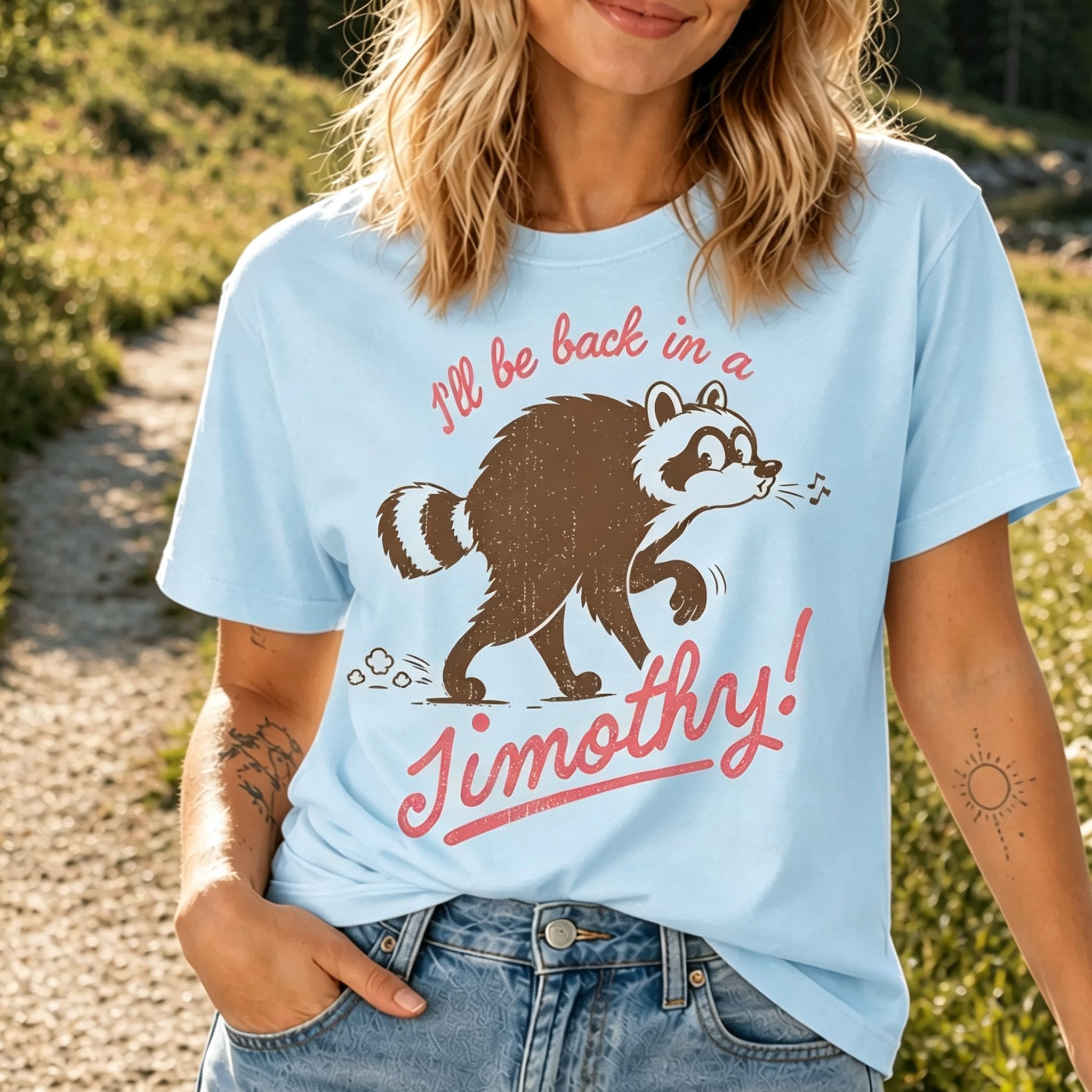 Women's Funny Vintage Jimothy Raccoon Art Printed T-shirt