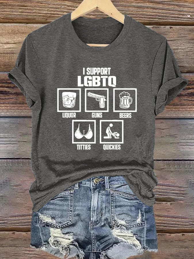 Women's  I SUPPORT LGBTQ Printed T-Shirt