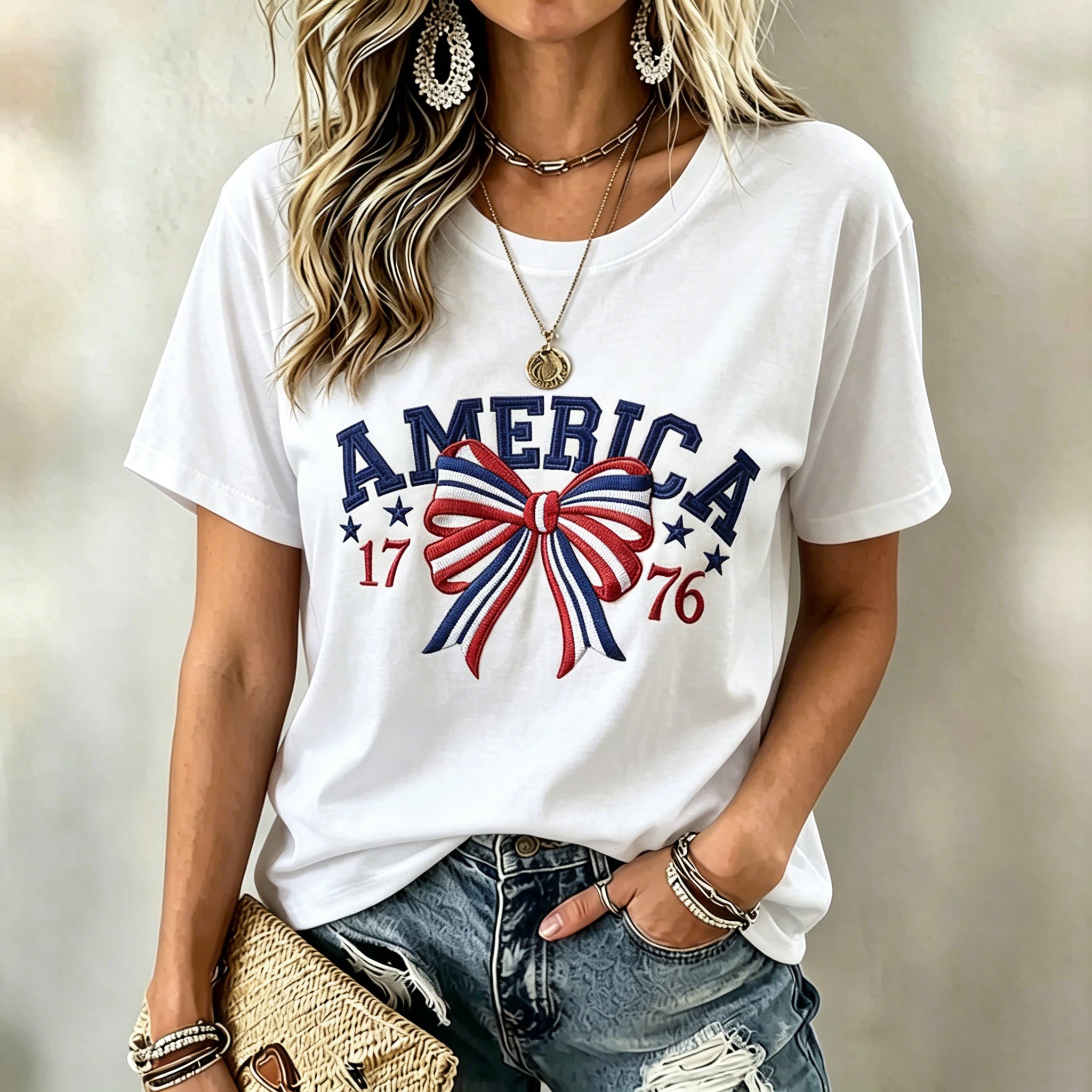 Women's Vintage Flag Art Print Tshirt