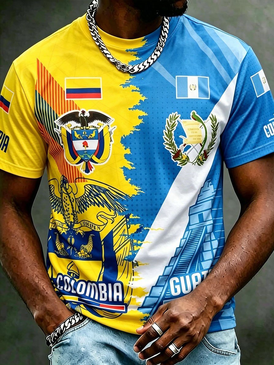 Men's Guatemala & Colombia Football Fan T-Shirt
