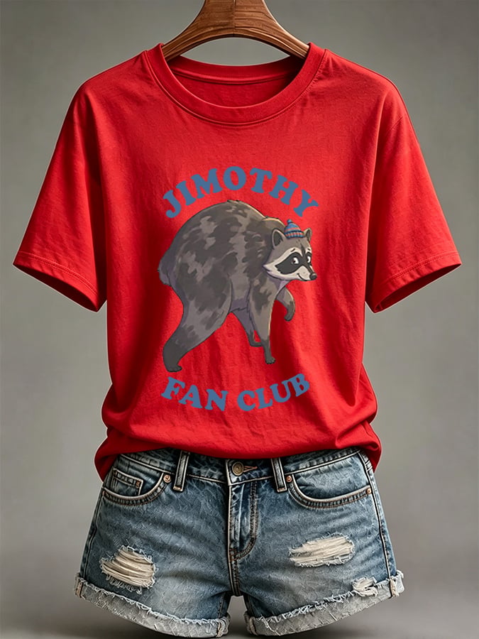 Women's Retro Jimothy Fan Club Print Comfortable T-Shirt