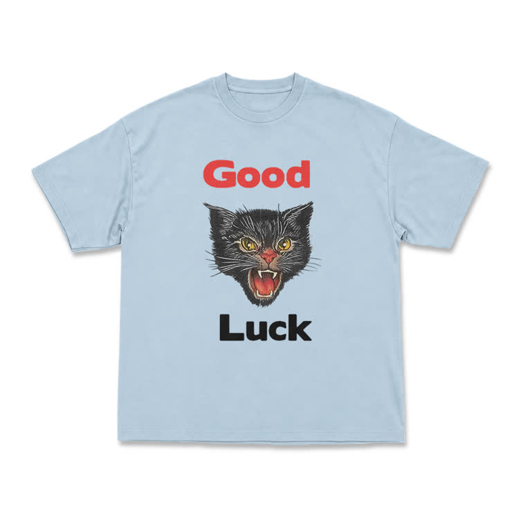 Casual Good Luck Black Cat Graphic T-Shirt