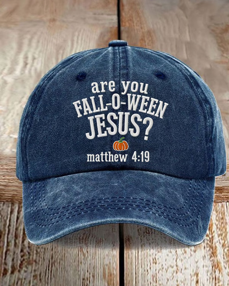 Unisex Casual Halloween Faith Print Adjustable Washed Cotton Cap