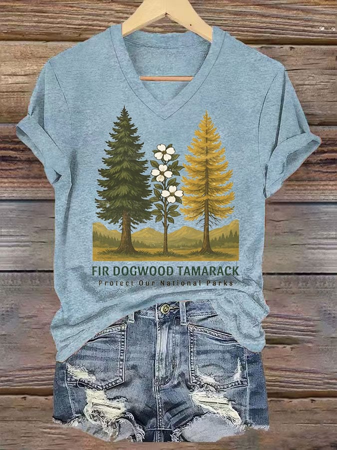 Women's National Park Print Casual T-Shirt