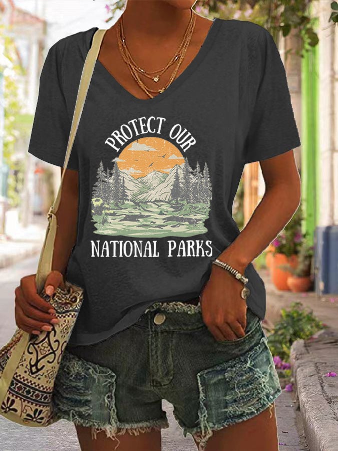 Women's Protect Our National Parks Printed Short-Sleeved T-Shirt