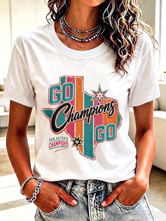 Women's Casual Basketball Crew-Neck T-Shirt