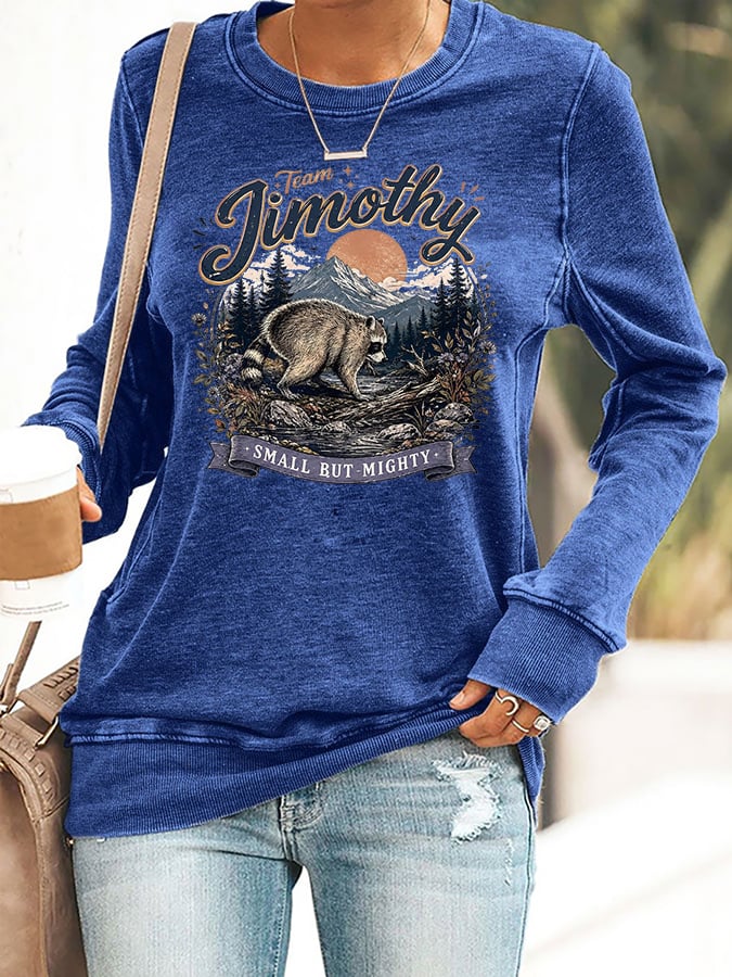 Retro Team Jimothy. Small But Mighty Print Sweatshirt