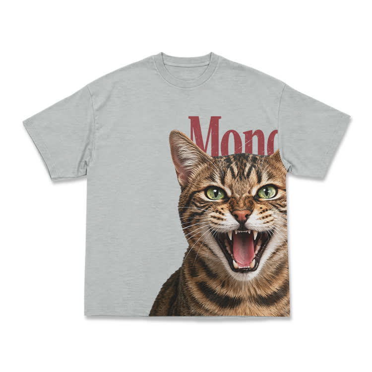 Expressive Tabby Cat Print Graphic T-Shirt