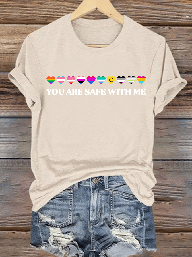 Women's  YOU ARE SAFE WITH ME  Print T-Shirt