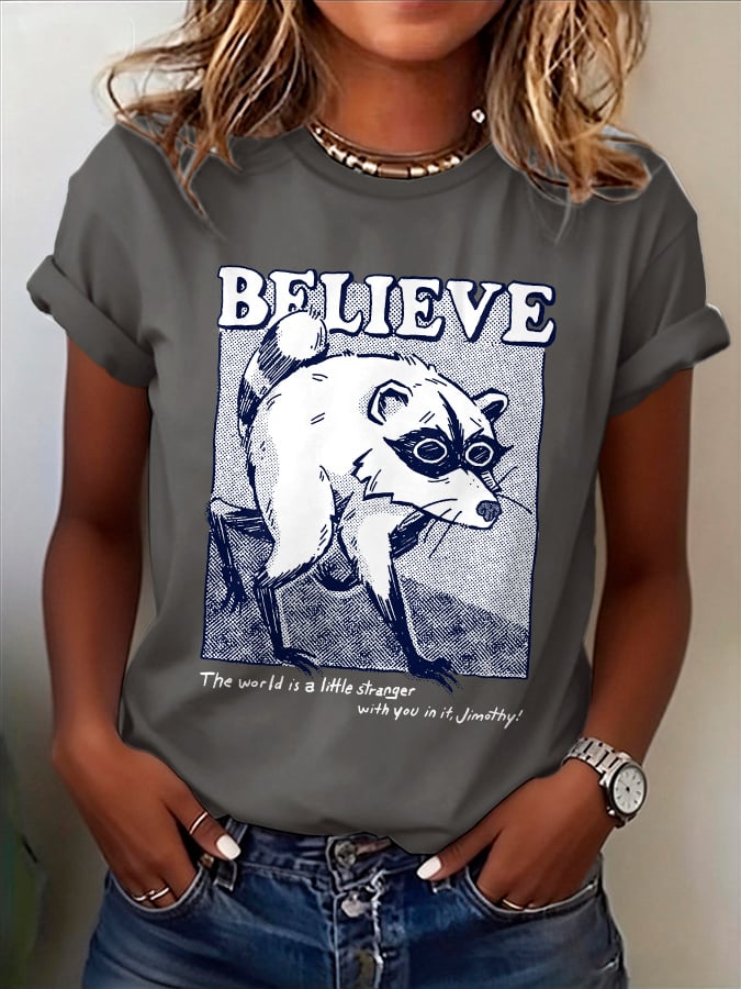 Retro Believe. The World Is A Little Stranger With You In It, Jimothy Print T-Shirt